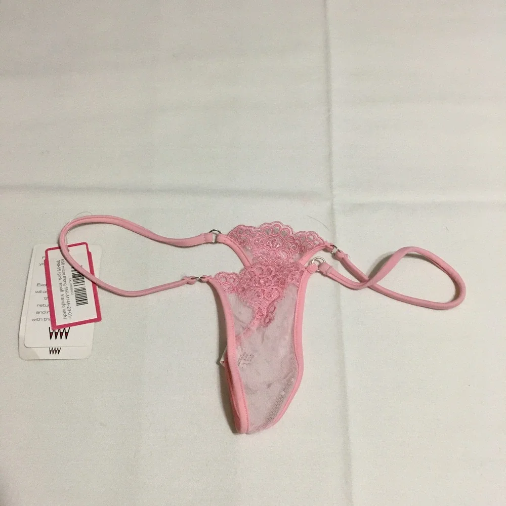 Wicked Weasel Micro Thong 656 Womens Small Pink Lace Triangle Back NWT